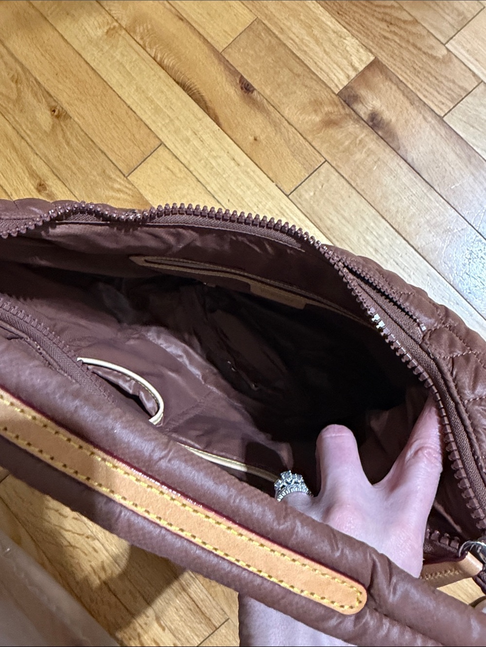 MZ Wallace Quilted Hobo Bag in Brown - Picture 4 of 4